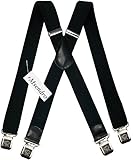 Mens Suspenders Wide Adjustable and Elastic Braces X Shape with Very Strong Clips - Heavy Duty