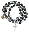 Adjustable Rosary Bracelet with Memory Wire - Virgen de Guadalupe Medallion and Crucifix