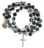 Adjustable Rosary Bracelet with Memory Wire - Virgen de Guadalupe Medallion and Crucifix