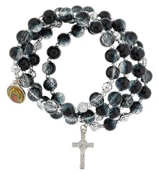 Adjustable Rosary Bracelet with Memory Wire - Virgen de Guadalupe Medallion and Crucifix