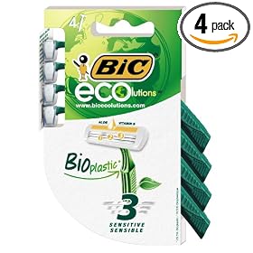 BIC ECOlutions Disposable Triple Blade Shaver, Men and Women, 4-count Packages (Pack of 4)