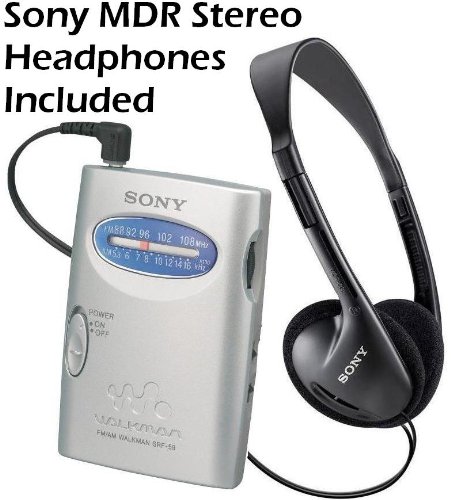 Sony Walkman Compact Portable Lightweight AM/FM Stereo Radio with Convenient Belt Clip & Over the Head Stereo Headphones - Designed for Jogging, Walking, Exercising & Bike Riding