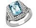 Aquamarine Gemstone and Diamond Ring 1/2 Carat (ctw) in 18K White Gold