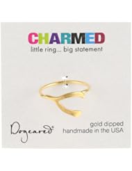 Dogeared Charmed Gold Dipped Large Wishbone Ring