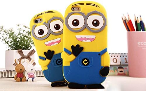 PAIAIP 3D Despicable Me II Minions Style Silicone Case for iphone 5/5s 4/4s 6 6plus (iphone 5/5s( Two eyes Light Blue ))