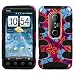 Fish Bone Protector Skin Hybrid Snap On Gel Cover (Faceplate) Cell Phone Case for HTC EVO 3D Sprint - Flower Flake/Black Fishbone