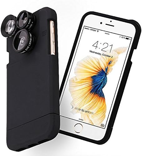 Aipinvip iPhone 6/6S Plus Case,4-in-1 Camera Lens Kit (Rotation Change Lens) Fisheye Lens / Macro Lens / Wide Angle Lens / 2× Telephoto Phone Case Lens Suit for iPhone 6s Plus (black -5.5)