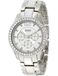 XOXO Womens XO5479 Silver-Tone And White Bracelet With Rhinestones Bezel Watch