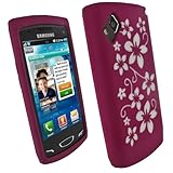 iGadgitz Pink & White Flowers Silicone Skin Case Cover for Samsung Wave 2 S ....