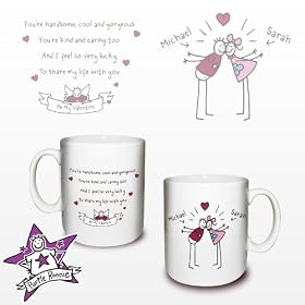 Personalised Purple Ronnie Couple Kissing Mug for Him Great Fun Gift for Boys Men Boyfriend Wedding Valentines Day