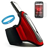 Red Moisture Resistant Protective Neoprene Exercise Workout Armband with Ad ....