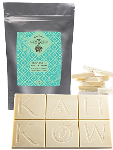 Cocoa Butter Raw Pure Unrefined FOOD Grade. 1.1 Lb Amazing Cacao Quality and Scent. Use for lotion, cream, lip balm, oil, stick or body butter. Dominican Organically Grown.