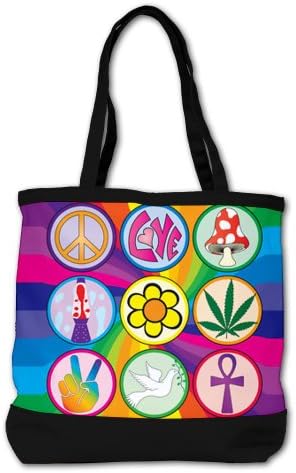 Shoulder Bag Purse (2-Sided) Black 60s Icons Rainbow Swirl