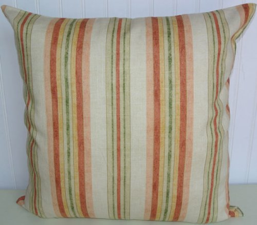 Coral Green Decorative Pillow Cover Striped Pillow 18x18 20x20