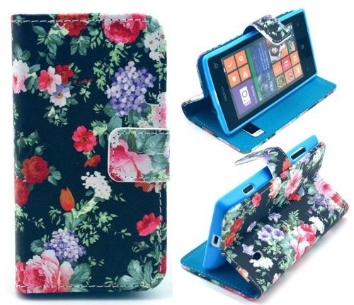 IN-GUESS Nokia Lumia N625 Flowering shrubs Pattern Design PU Leather Wallet Case With Magnetic Flip Horizontals & Card Holster
