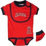 Los Angeles Angels of Anaheim MLB Newborn / Infant / Baby Bib, Bootie and Onesie Set