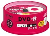 TDK データ用DVD-R 4.7GB 16倍速対応 パールカラーディスク(タイトルライン付き) 20枚 スピンドル DR47ALC20PU
