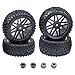 HobbyPark Front & Rear Wheels and Tires 12mm Hex Hub with Foam For Redcat Shockwave, Tornado Epx,S30 1/10 Off Road Buggy (Pack of 4)
