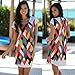 Tenworld Women Round Neck Short Sleeve Mini Dress Printing Party Cocktail (XL = US 10)
