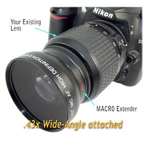 VIVITAR Professional Series 52mm Screw-On 0.43x Wide-Angle Lens with MACRO for Pentax or Samsung and 18-55mm Lens kit lens