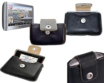 Leather Case NAVIGON GPS carry case for NAVIGON satellite navigational systems, fits models: P9611, 8110, 2110, Max & Series 3100, 3110, 5110, 5100, 4350 Porsche Design - see description