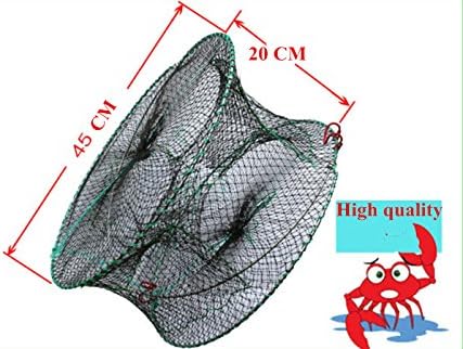 UniqueVC® Folding Fishing Cast Nets Lobster Trap With Spring Wire Frame,A 20 m-Nylon Rope- Open Size 45cmx20cm(D*H)- Best Crab Trap For Catching Crab,Crawfish.Lobster,Shrimp,etc