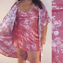 CLEARANCE Plus Size Silky Soft Long Sleeve Robe and Chemise Sets in Lilac or Rose 1x 2x 3x 4x