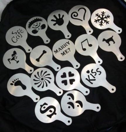 Coffee Latte Art Cappuccino Stencils Stainless Steel Plate Template 16 Designs by Gater by Gater