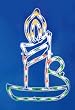 17.5" Red & Green LED Lighted Candle Christmas Window Silhouette Decoration