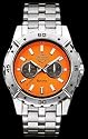 Harley-Davidson Bulova Men's Watch. Classic Harley Orange dial. Stainless steel case and bracelet. Water resistant 50m/165ft. 76C109