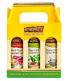 Red Monkey Foods Spicy Seasoning- Chili Cilantro-Stone Ground Spicy Mustard-Smoke Paprika and Roast Garlic, 3 Piece Gift Set,