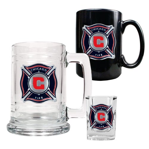 Chicago Fire MLS 15oz Tankard, 15oz Ceramic Mug & 2oz Shot Glass Set - Primary Team Logo