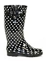 Ladies Black White Dot Wellington Boots - Womens Sizes 4-8