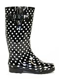 Ladies Black White Dot Wellington Boots - Womens Sizes 4-8