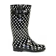 Ladies Black White Dot Wellington Boots - Womens Sizes 4-8