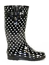 Ladies Black White Dot Wellington Boots - Womens Sizes 4-8