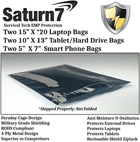 (6) Faraday Cage EMP Bags For Laptop Tablet Smartphone Hard Drive Static Shielded Reclosable Preppers 6 Pack