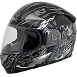 AFX Shade Adult FX-90 Sports Bike Motorcycle Helmet w/ Free B&F Heart Sticker Bundle - Silver/Gloss Black