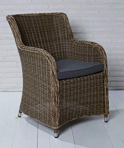 6x Hochwertiger Polyrattan Gartenstuhl Cappuccino Sessel Rattan Stuhl