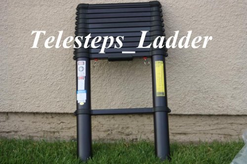 Telescopic Ladder 12ft Black 250 Lbs Duty