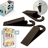 CoJo Premium Rubber Brown Door Stopper 3 Pack - All Floor Surfaces Door Stop - Home and Office Flexible Door Stops Non Scratching Strong Grip - Wedge Doorstop Non-Skid Rubber Base Grip -5 Bonus eBooks