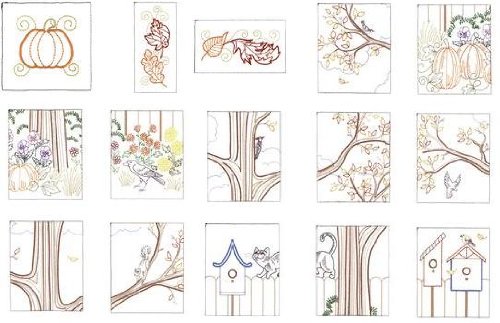Brother PES Embroidery Card VISIONS OF FALL WALLHANGING 