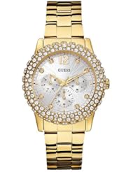 GUESS Womens W0335L2 Gold-Tone Multi-Function Watch Genuine Crystal Accented Case