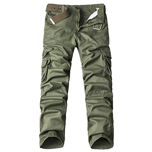 LEIDE Men's Casual Cotton Relaxed Straight-Fit Cargo Pants