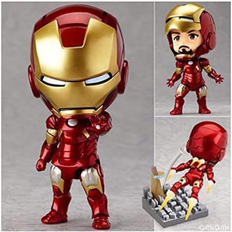 Cute Nendoroid 4" Movie Iron Man Mark7 Tony Stark Set PVC Action Figure Collection Model Toy #284