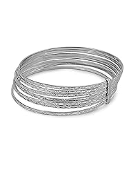 Sterling Silver Diamond Cut Design 7 Day Bangle Bracelet Dimension 65mm(2.6")