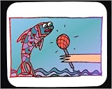 Mouse Pad with jumping, water, microphone, fish, interview