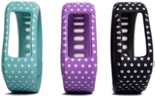 Sankit 3PC Colorful with White Dots Spots Replacement Wrist Band for Garmin Vivofit(No tracker, Replacement Bands Only)