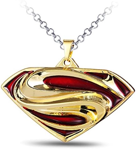 The Avengers Movie Memorabilia Superman Sign Logo Pedant High Quality Golden/Red Long Chain Necklace Superman