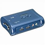 TRENDnet 2-Port USB KVM Switch Kit with Audio (Includes 2x KVM Cables) TK-209K (Blue)